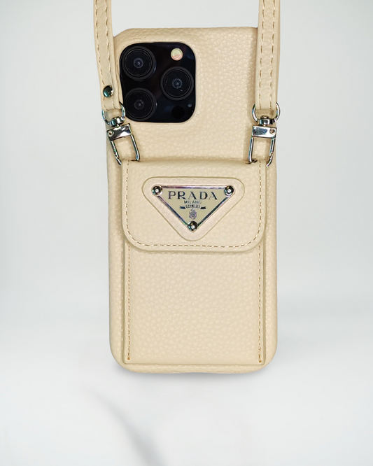 L'Ivoire Prada iPhone 16 Pro Max Case With Strap Crossbody