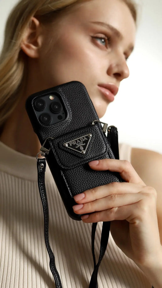 Le Noir Prada iPhone 16 Pro Max Case With Strap Crossbody - SereneShop 