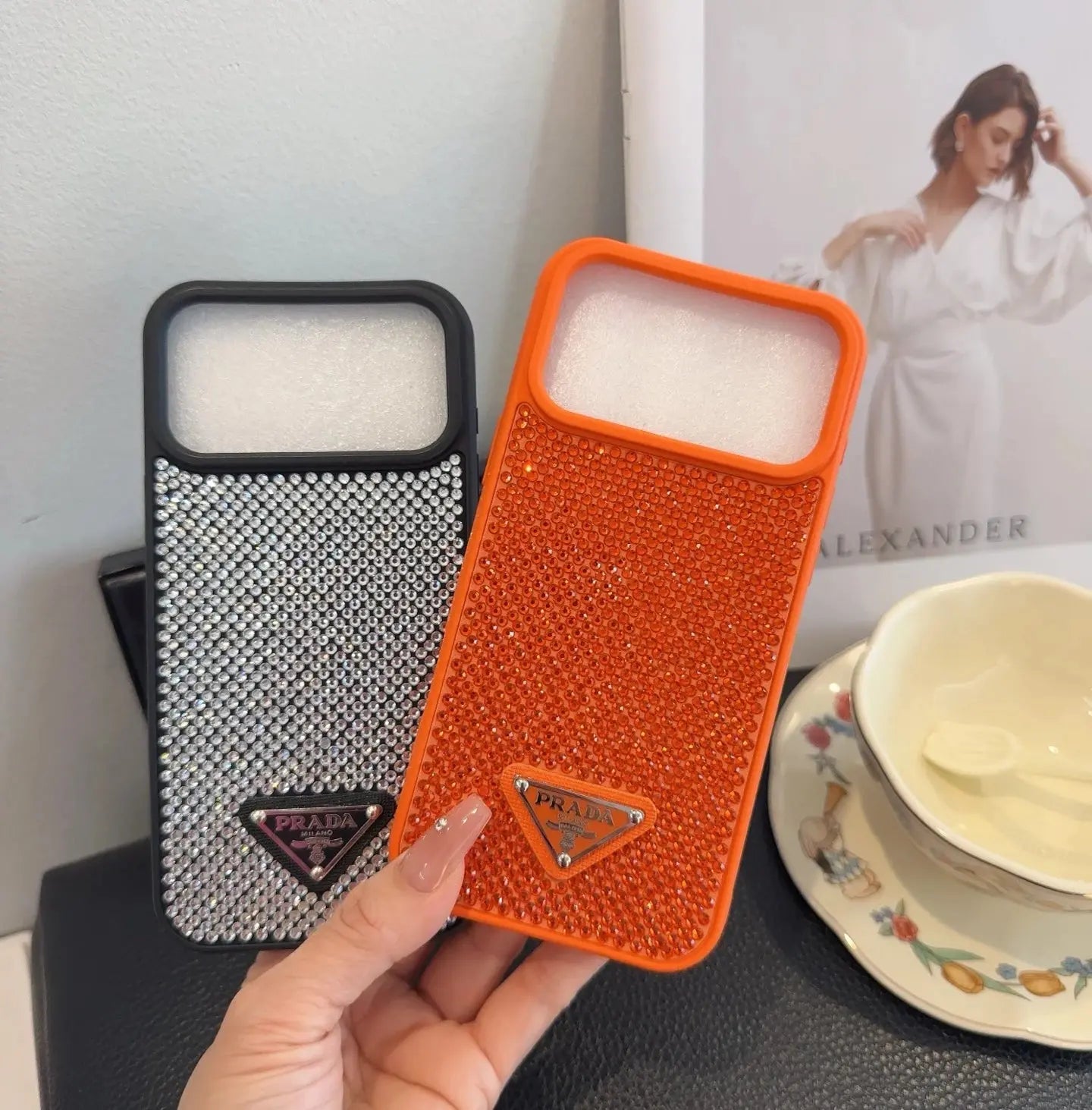 Crystal Orange Prada iPhone 17 Pro Max Case SereneShop