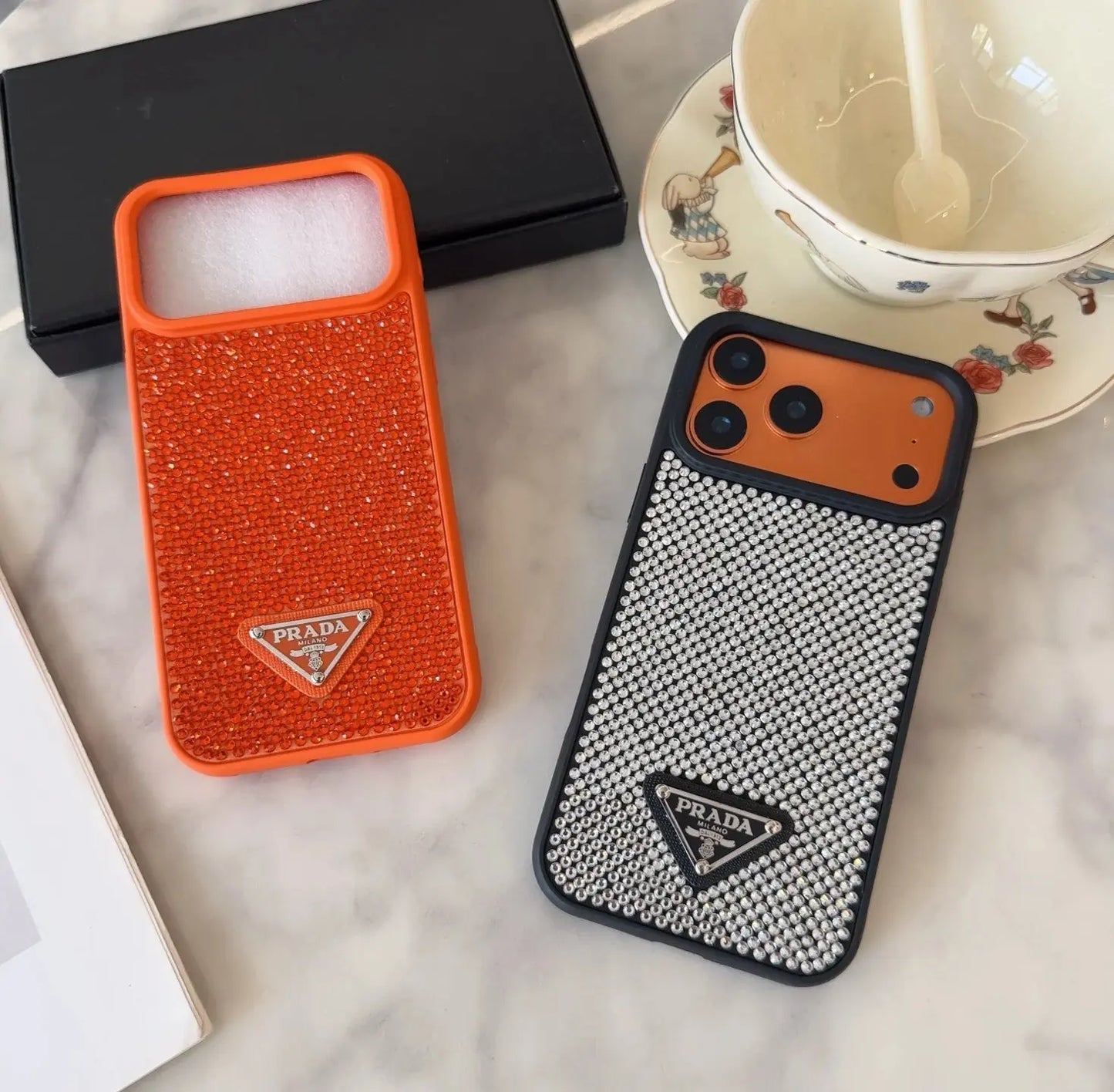 Crystal Orange Prada iPhone 17 Pro Max Case SereneShop