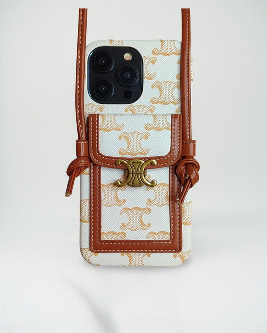 Solène – Celine-Inspired Ivory Crossbody iPhone 16 Pro Max Case